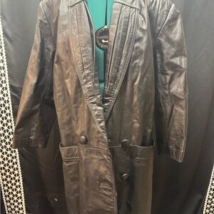 Sleek Black Leather Trench Coat for Men